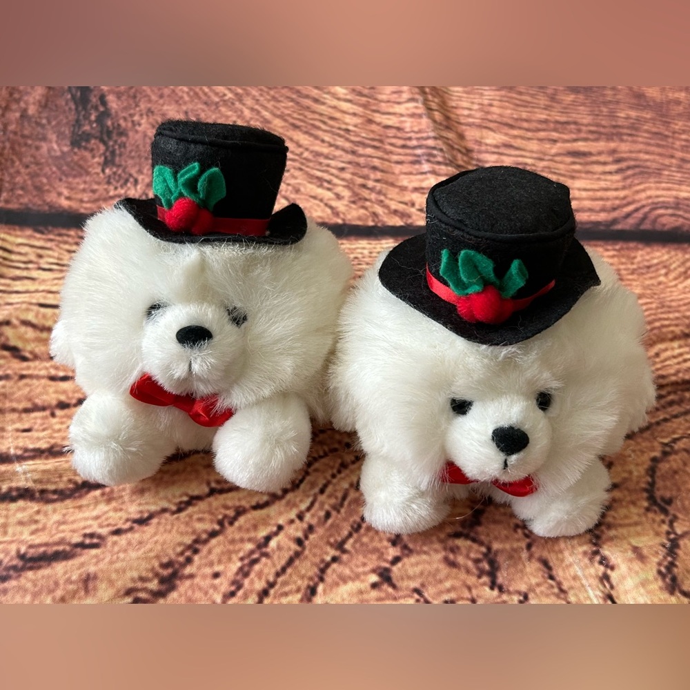 Vintage Russ “Mister. Christmas” Snowball Bear In Hat White Soft Plush Toys 8” - Picture 7 of 8